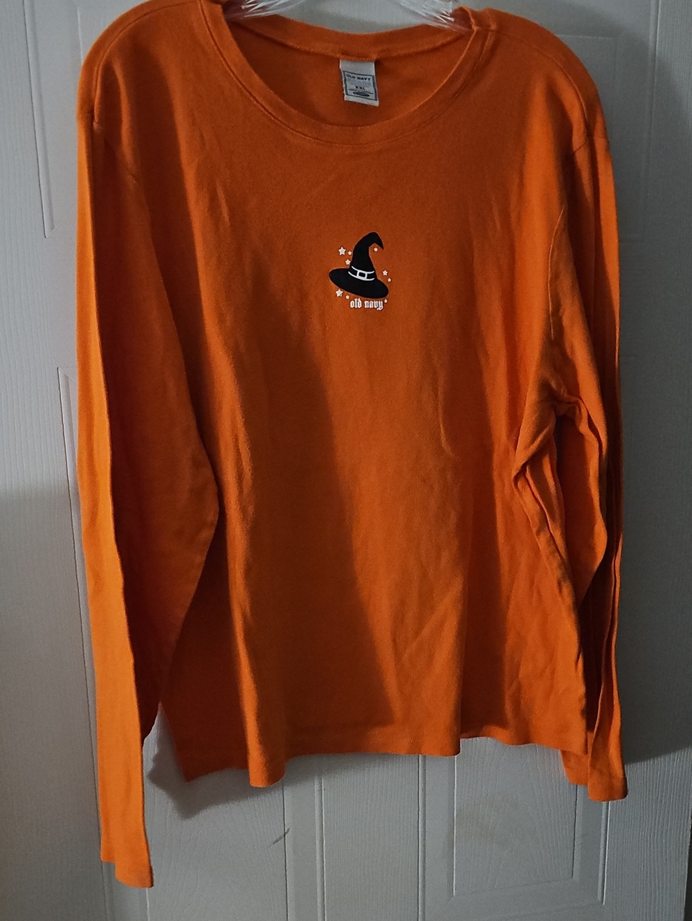 Old Navy Orange Long-Sleeve Tee with Witch Hat Graphic